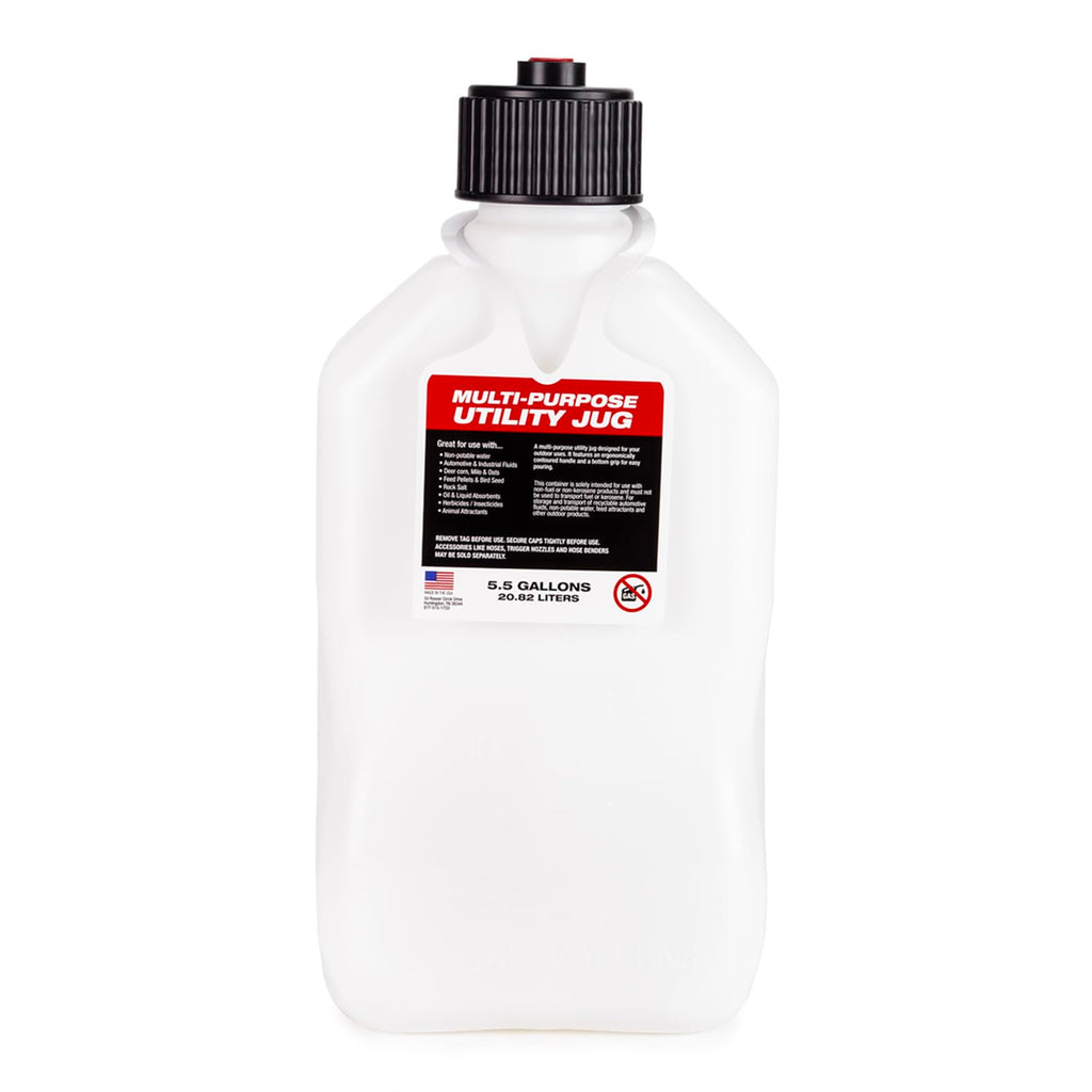 5.5 Gallon Square Motorsport Jug White with Filler Hose X965