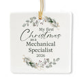 Ceramic 3-inch Square Botanical Wreath Ornament H909