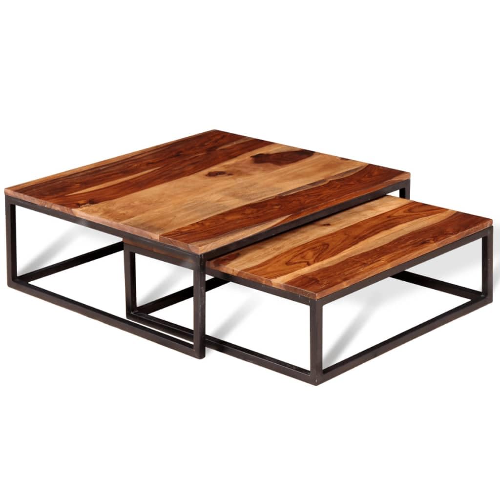 Two Piece Nesting Solid Sheesham Wood Coffee Table Set A73311