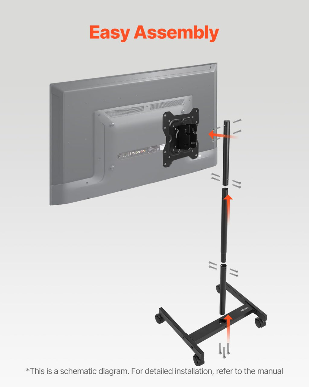 Rolling TV Stand for 17-55 Inch Screens with Wheels Z45437