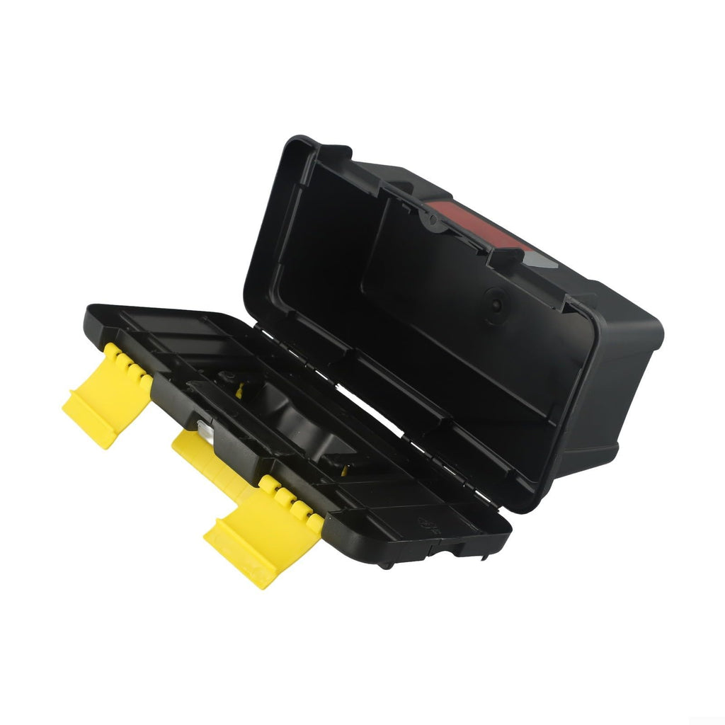 Black 10-Inch Plastic Toolbox with Dual Layers and Embedded Handle A901832