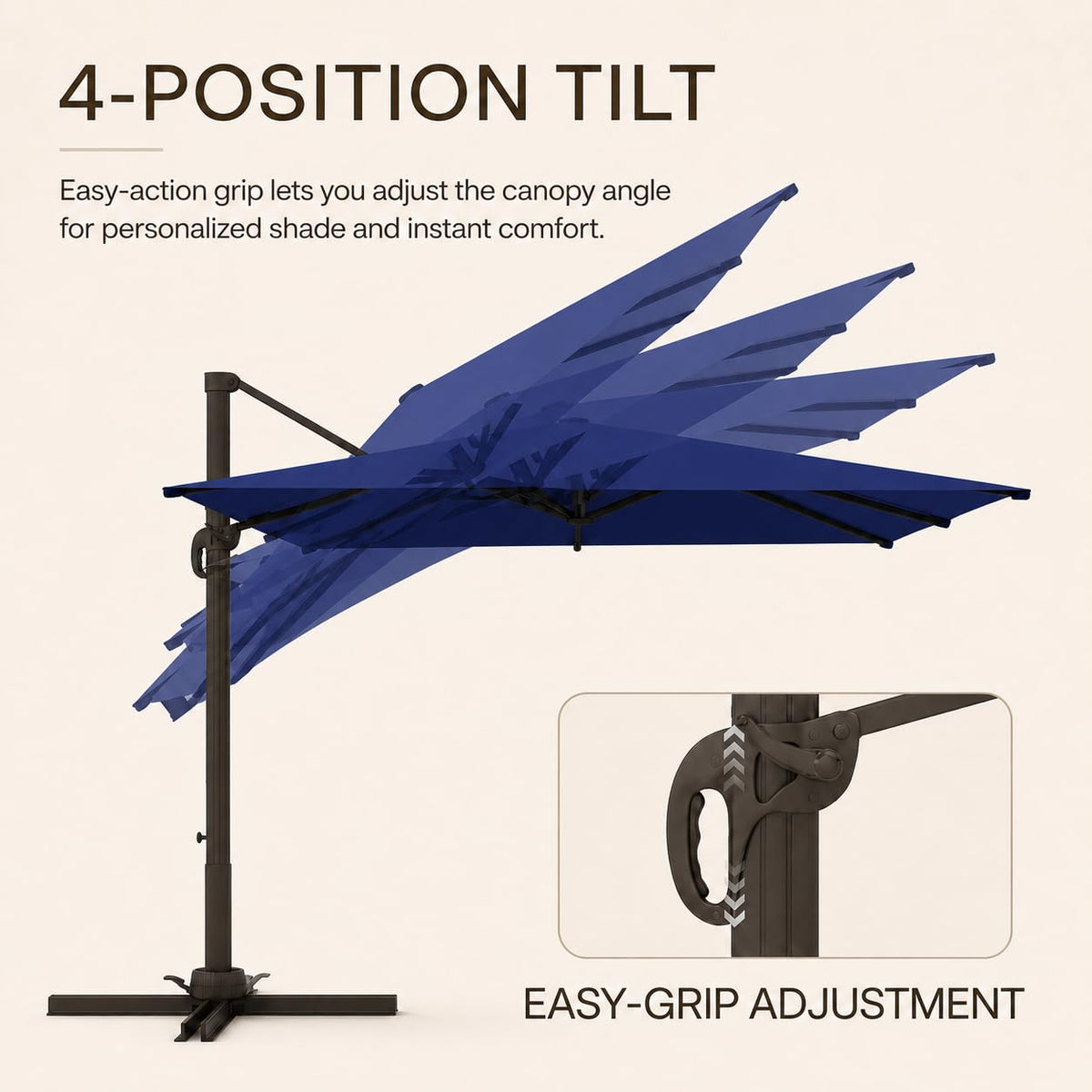 9' X 12' Aluminum Cantilever Patio Umbrella with 360-degree Rotation V24620
