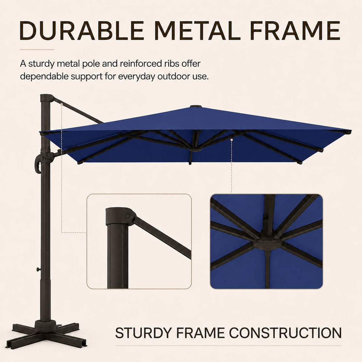 9' X 12' Aluminum Cantilever Patio Umbrella with 360-degree Rotation V24620