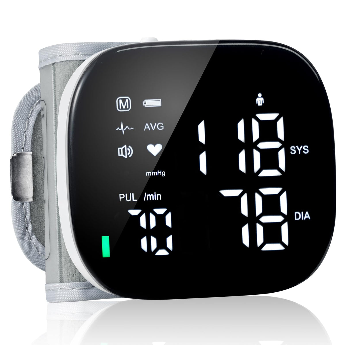 Wrist Blood Pressure Monitor Rechargeable Digital Voice Broadcast LED Backlit 199 Memory Storage for 2 Users with Carrying Case Z10206
