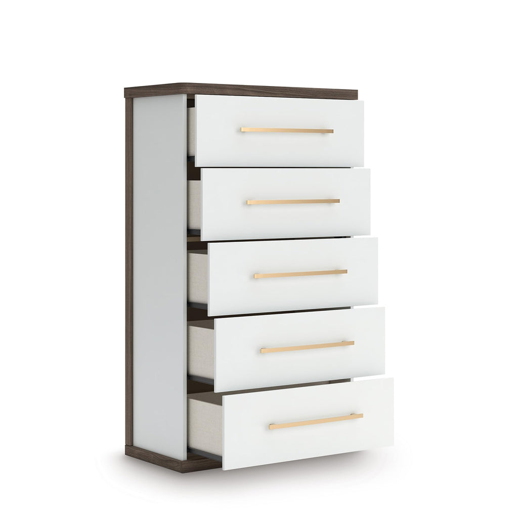 Contemporary 5-Drawer Chest with Walnut Finish E4729