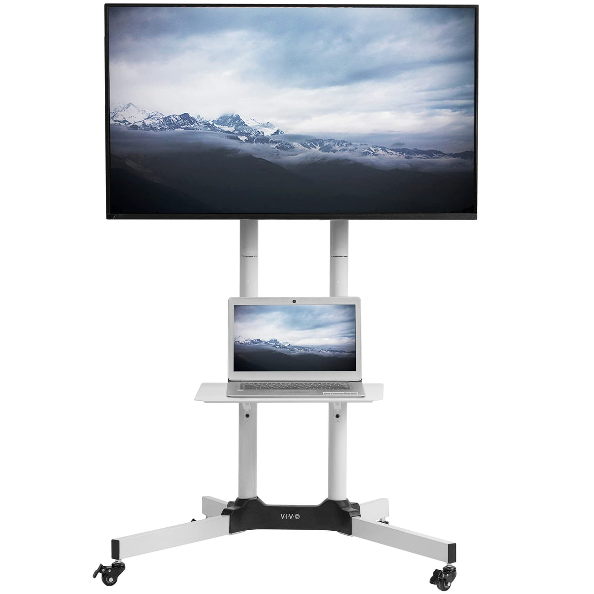 Mobile TV Cart for 32 to 83 inch Screens up to 110 lbs, White B577