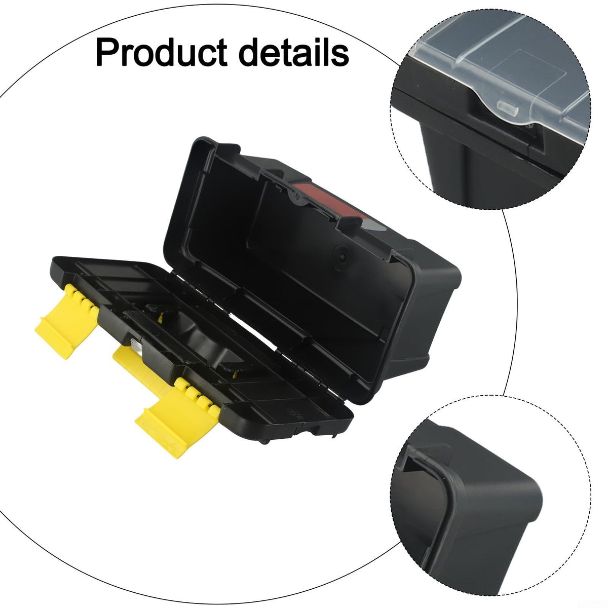 Black 10-Inch Plastic Toolbox with Dual Layers and Embedded Handle A901832