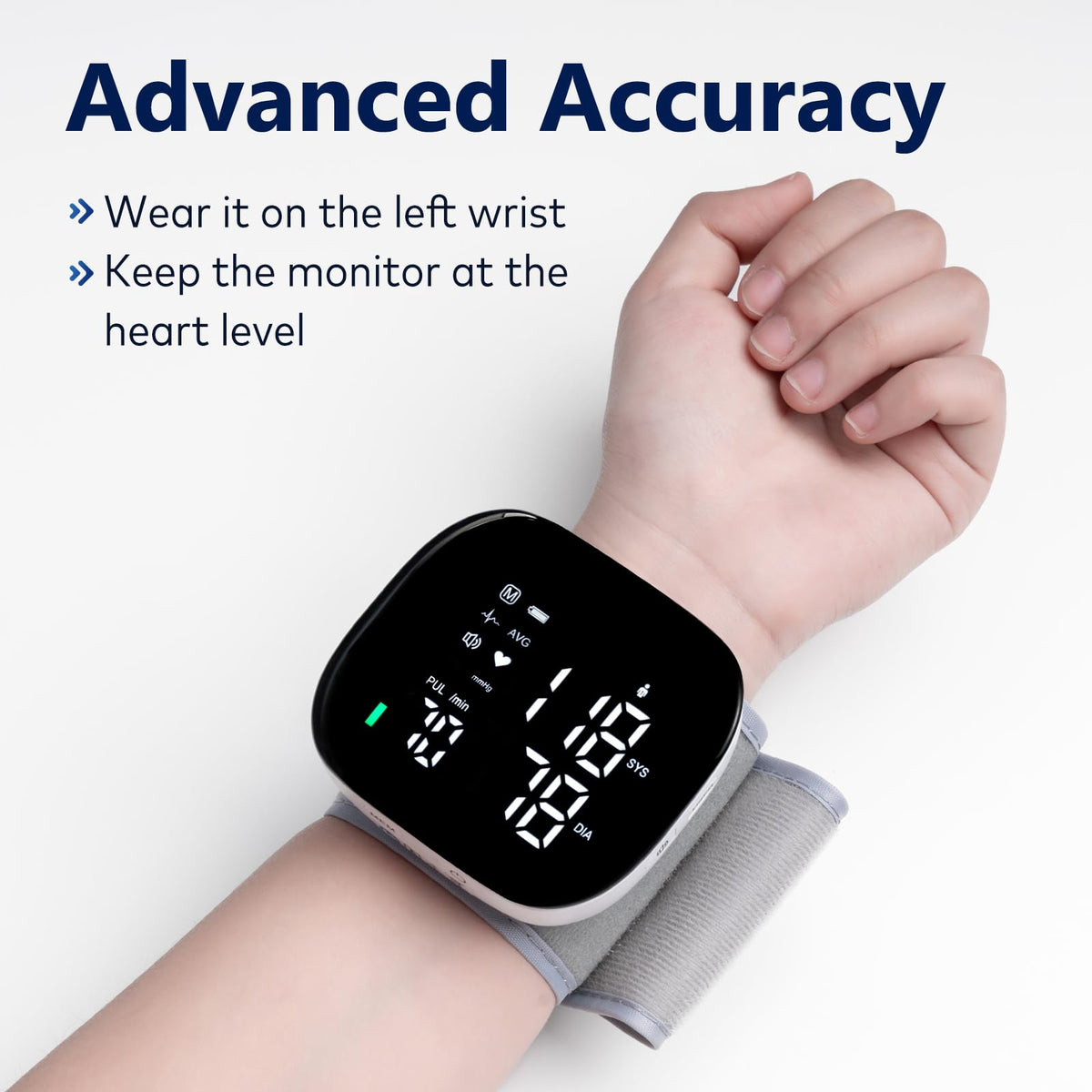 Wrist Blood Pressure Monitor Rechargeable Digital Voice Broadcast LED Backlit 199 Memory Storage for 2 Users with Carrying Case Z10206