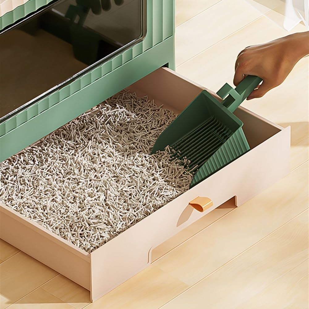 Foldable Cat Litter Box with Lid & Scoop Y879112