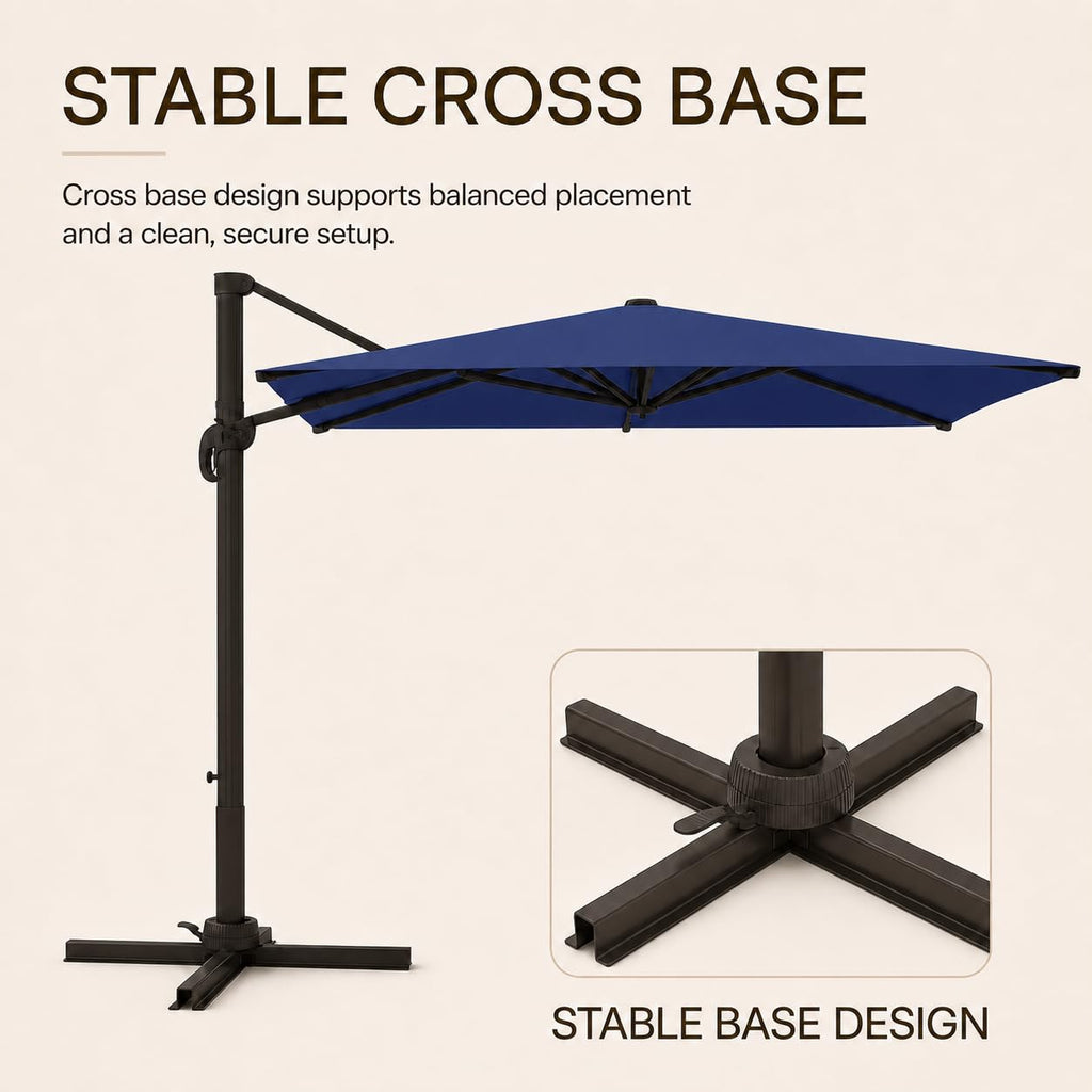 9' X 12' Aluminum Cantilever Patio Umbrella with 360-degree Rotation V24620