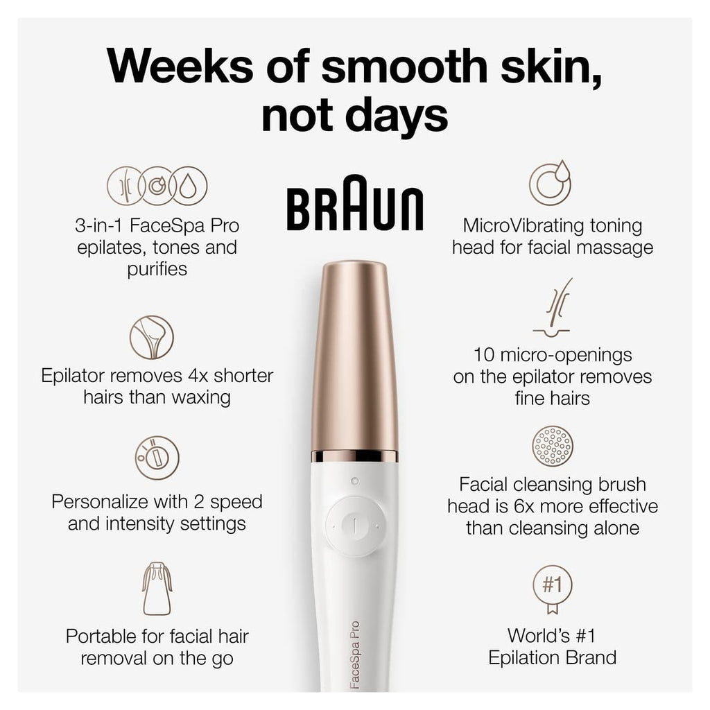 Facial Hair Removal Device 3-in-1 Epilating Cleansing Brush and Skin Toning Q188