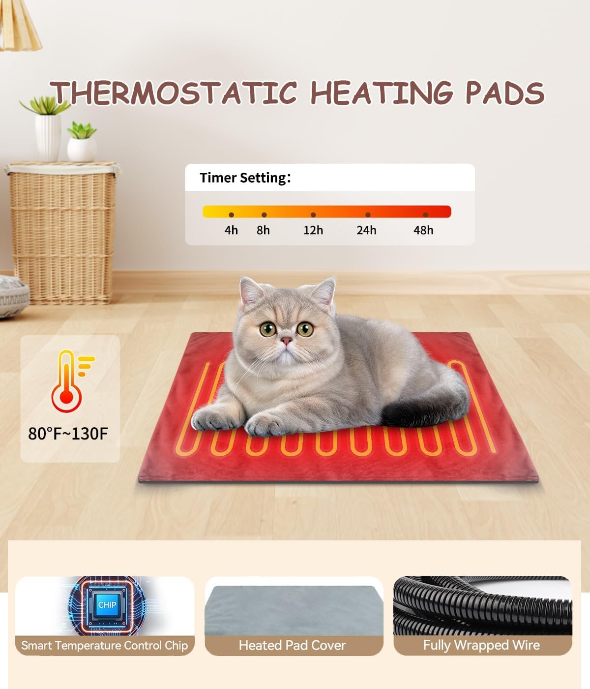 21" Heated Cat House with Heating Pet Pad F335
