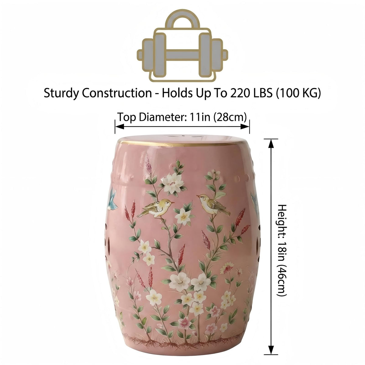 Hand-Painted Ceramic Garden Stool J78043