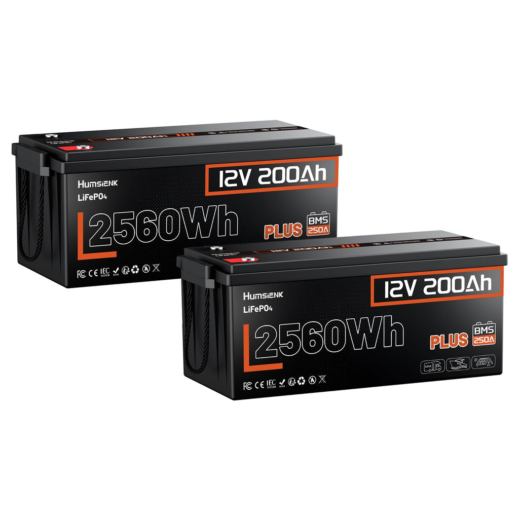 2 Pack 12V 200Ah LiFePO4 Lithium Battery 250A BMS I167