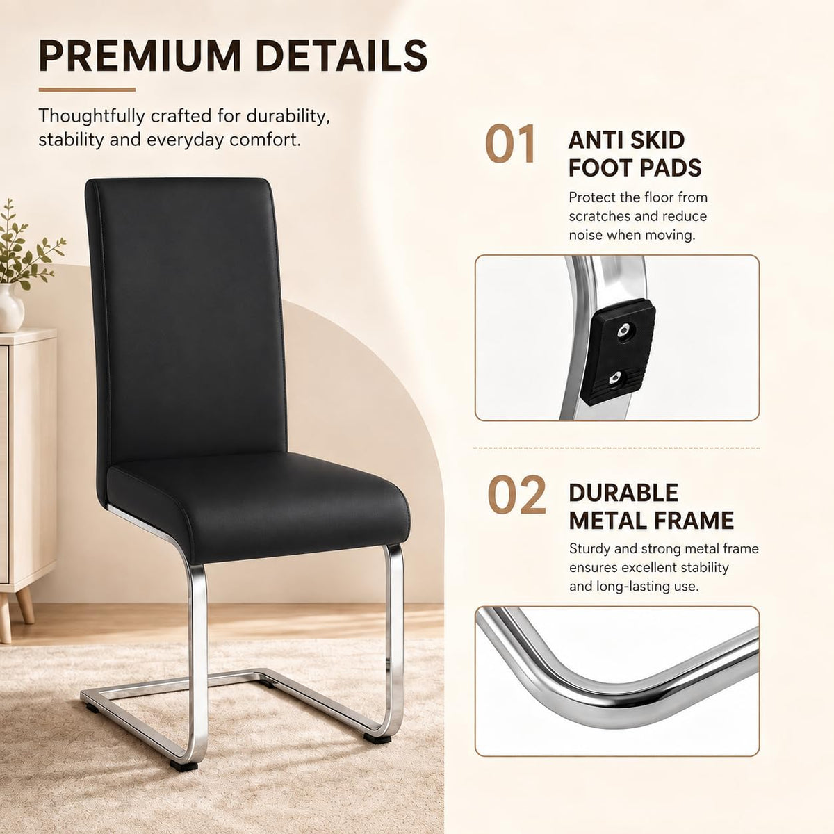 Dining Chairs Set of 2 High Back Black N506