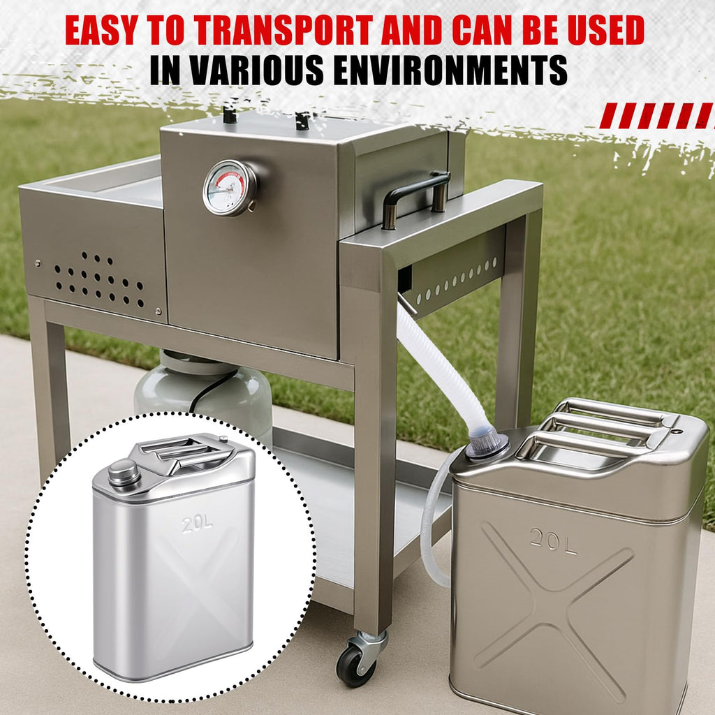 2 Pcs 5 Gallon Stainless Cooking Oil Storage Can with Lid G40005