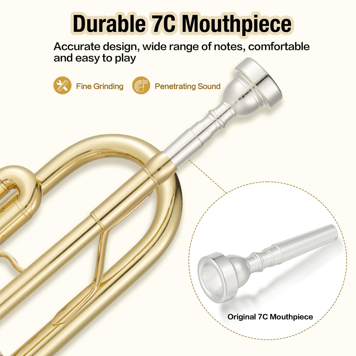 Bb Trumpet with Case Mouthpiece Gloves Cleaning Kit and Polish Cloth L5745