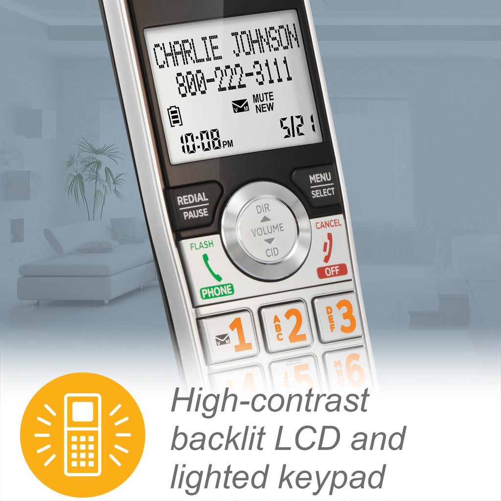 Expandable Cordless Phone with Answering System, Silver/Black, 3 Handsets I5487