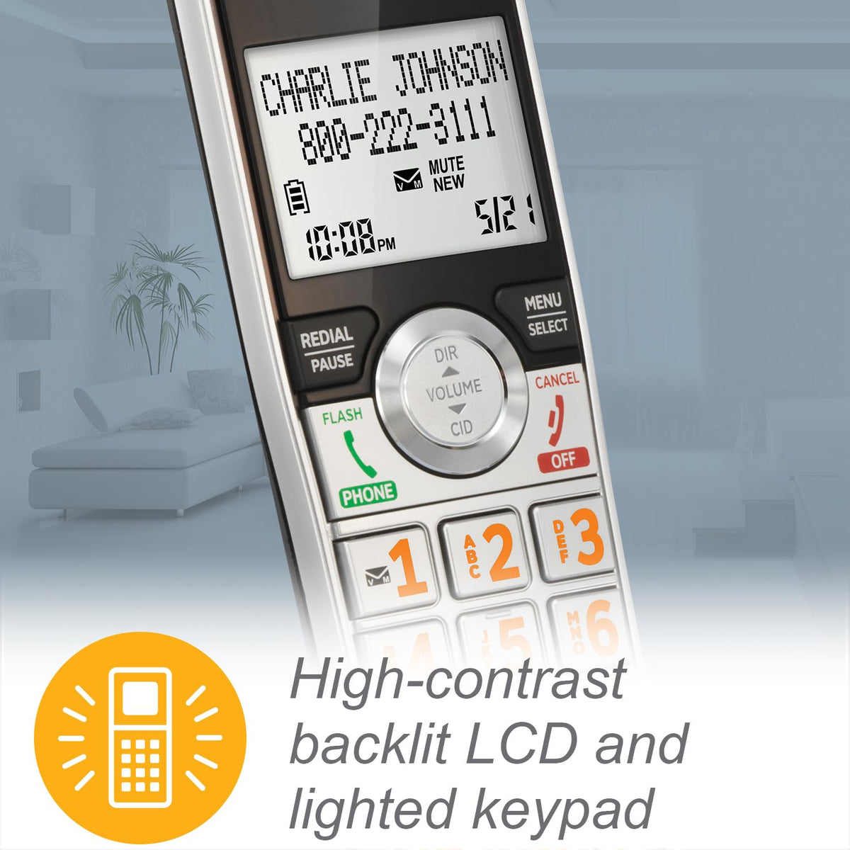 Expandable Cordless Phone with Answering System, Silver/Black, 3 Handsets I5487