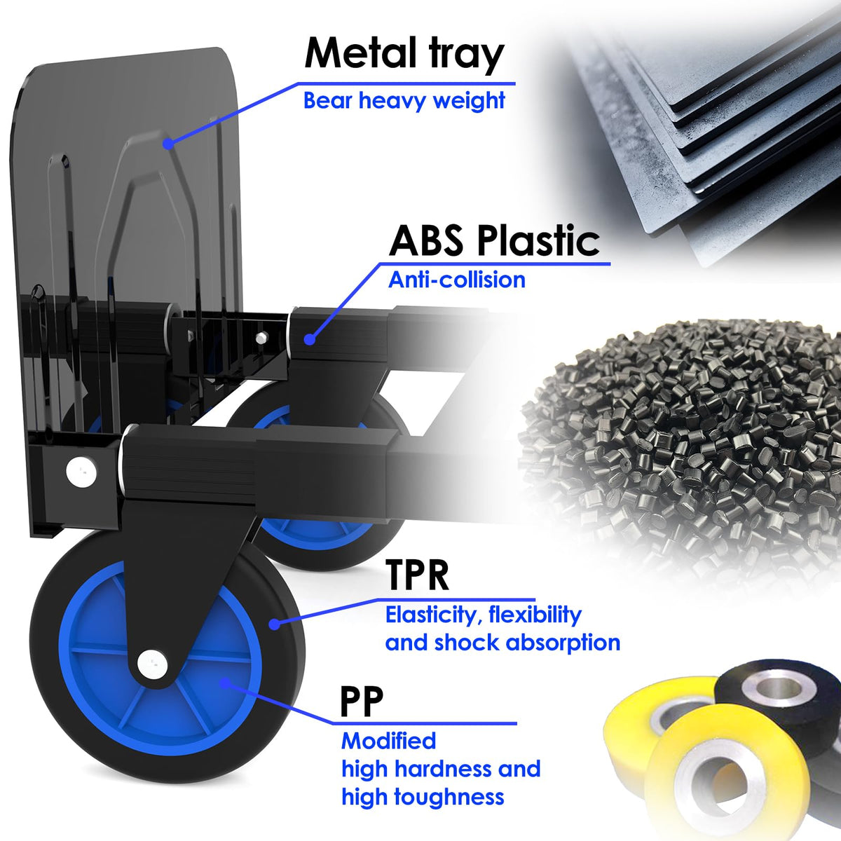 Black Convertible Hand Truck Dolly Cart with 4 Wheels, 500 Lbs Capacity G4940