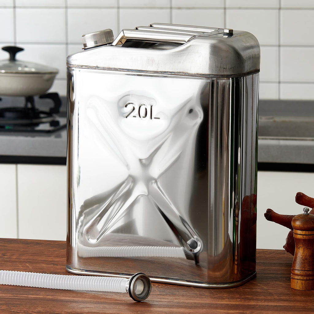 2 Pcs 5 Gallon Stainless Cooking Oil Storage Can with Lid G40005