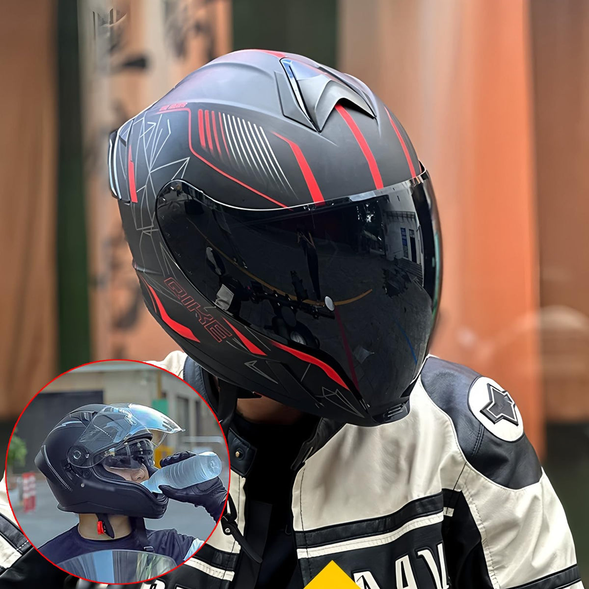 Bluetooth Full Face Modular Motorcycle Helmet DOT Approved with Sun Visor T6983