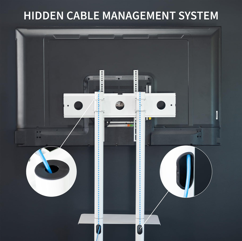 Mobile TV Cart for 32 to 83 inch Screens up to 110 lbs, White B577