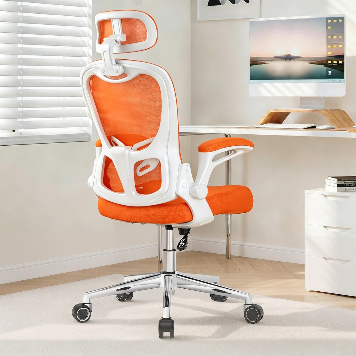 Ergonomic Breathable Mesh Office Chair with Flip-Up Arms C623