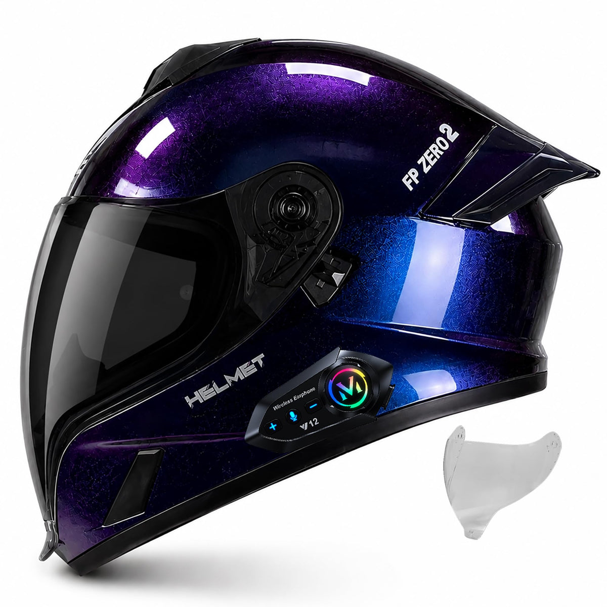 Bluetooth Full Face Modular Motorcycle Helmet DOT Approved with Sun Visor T6983