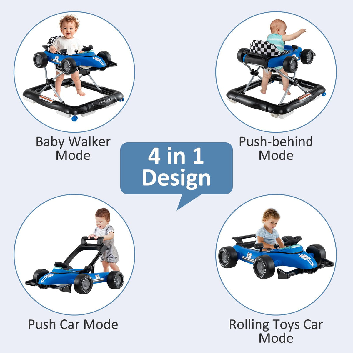 4 in 1 Foldable Baby Walker with Adjustable Height Q5425