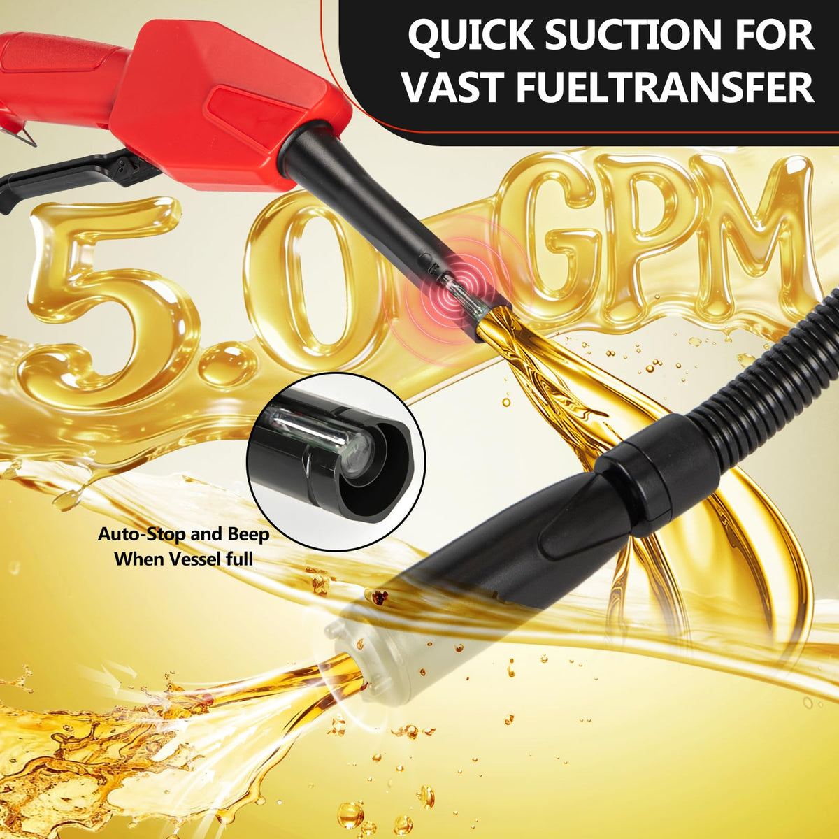 Cordless Gas Pump with Auto-Stop & Hand Nozzle, 51" Hose W177912