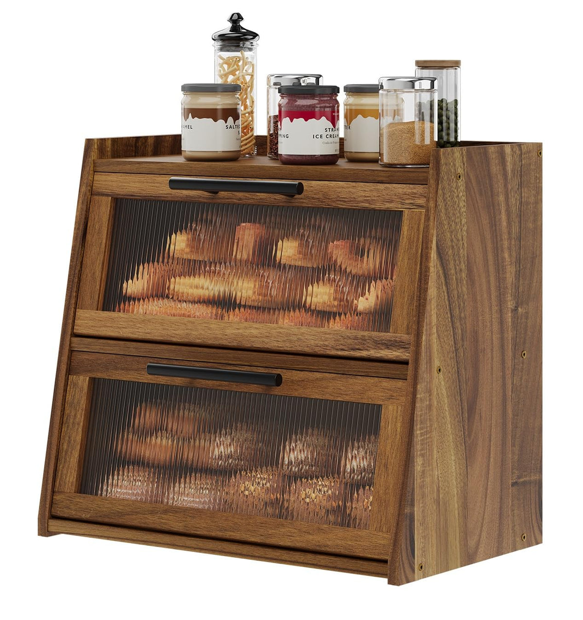 Acacia Wood 2-Layer Bread Box Z832