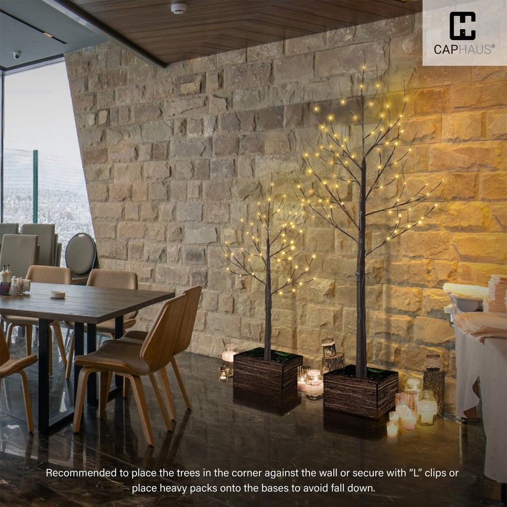 8 Ft Pre-Lit Twinkling Brown Birch Tree with 132 Warm White LED H888097