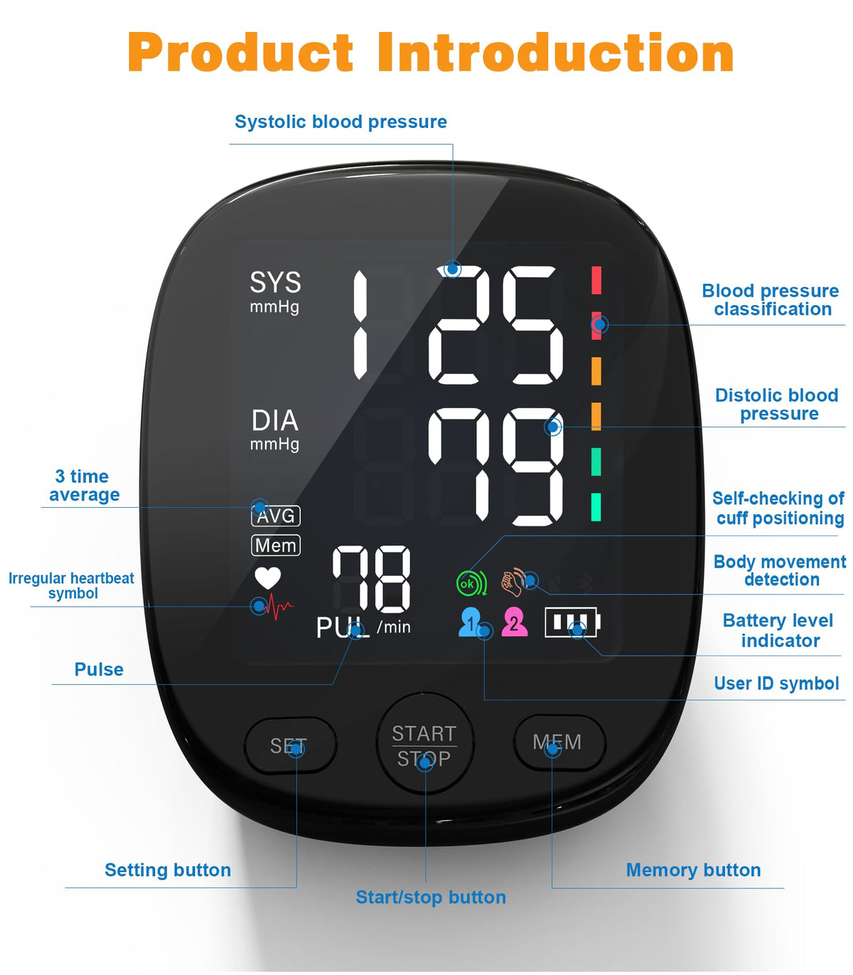 Upper Arm Blood Pressure Monitor with Dual User 240 Memory Sets B9720