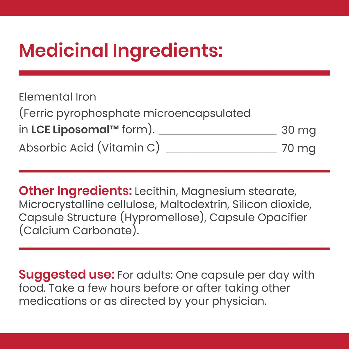 Iron Supplement 30 mg, 30 Capsules Y754