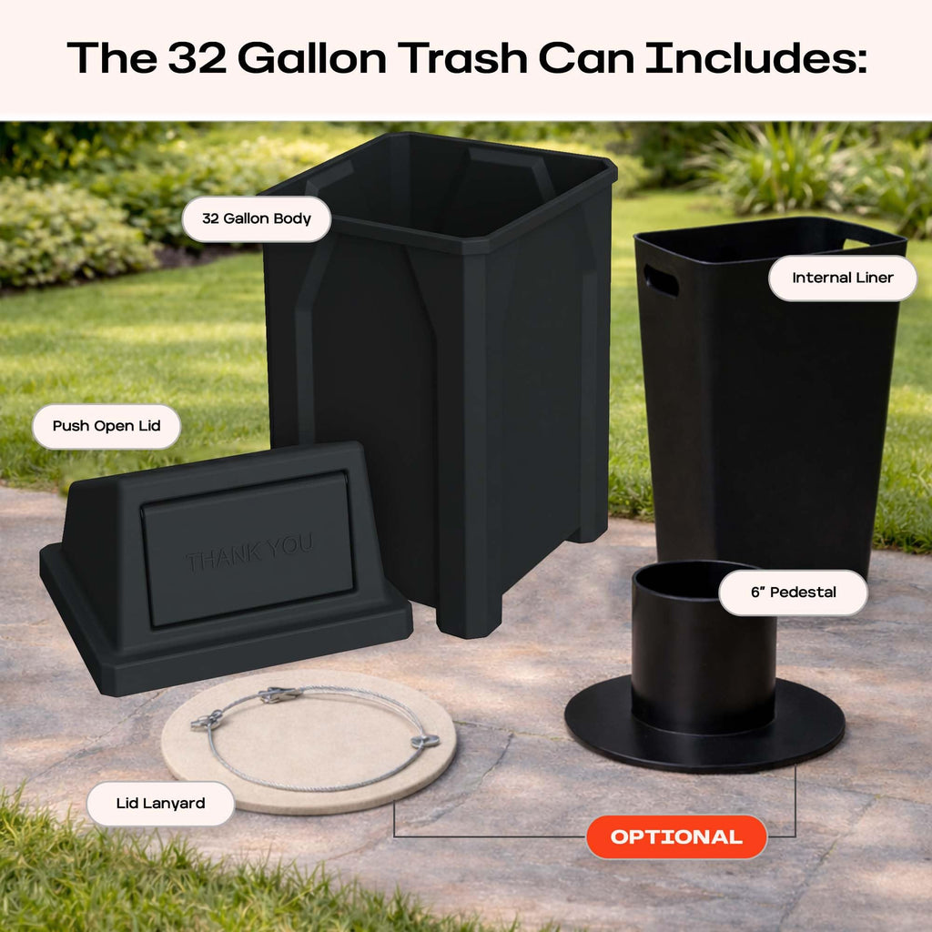 32 Gallon Outdoor Trash Can with Lid T512