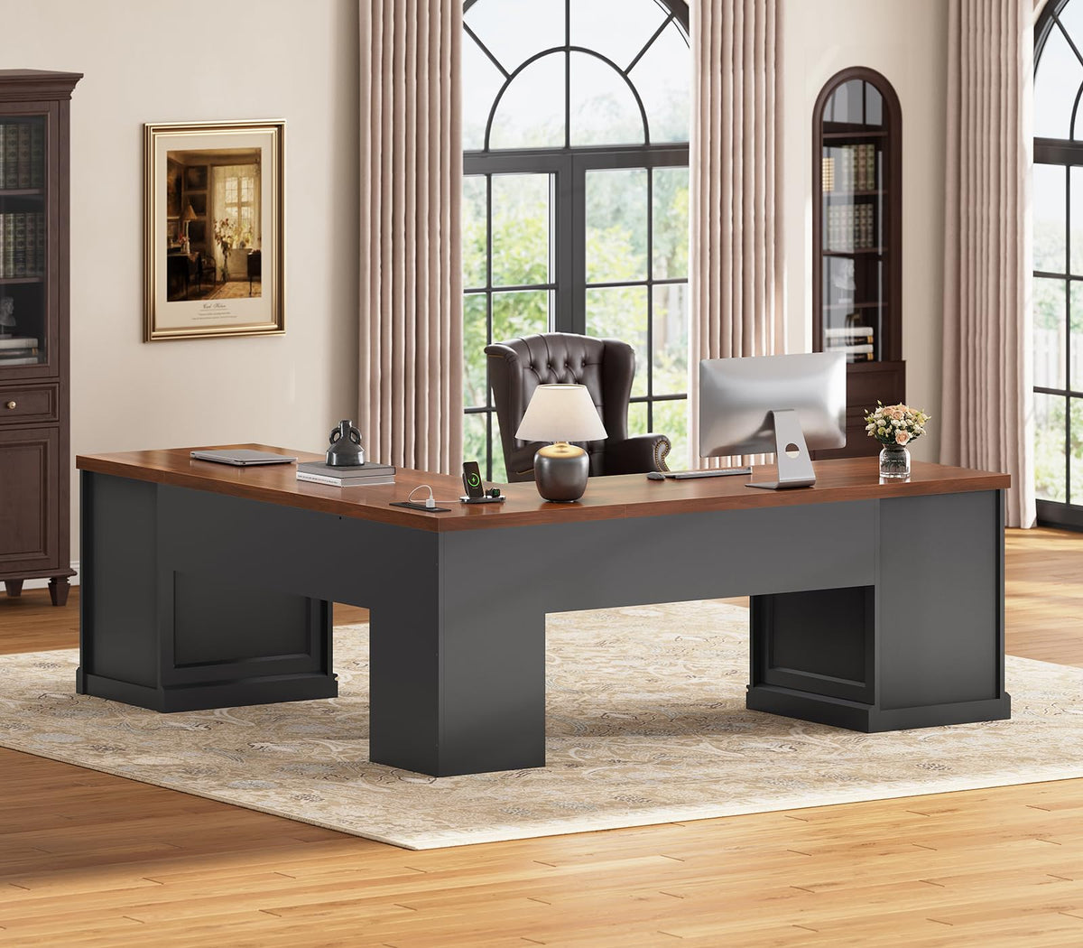 L Shaped Office Desk with 4 Drawers J48619