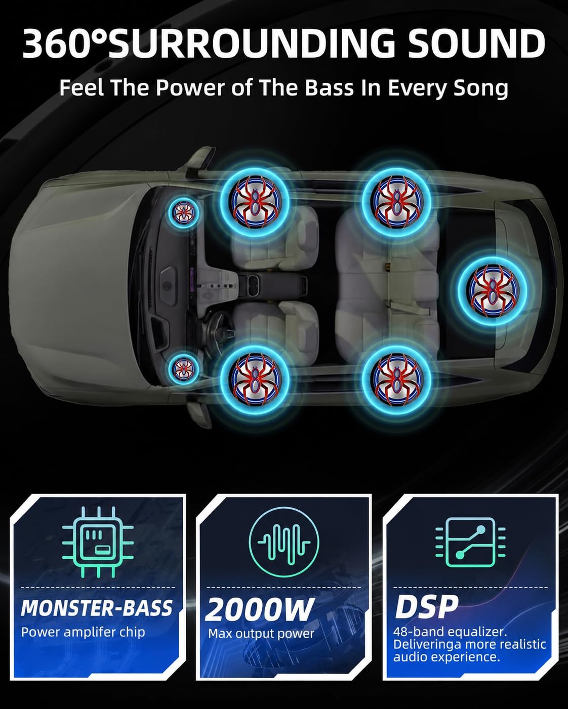 2000W 10 Inch Underseat Car Subwoofer and Amp Package X95095