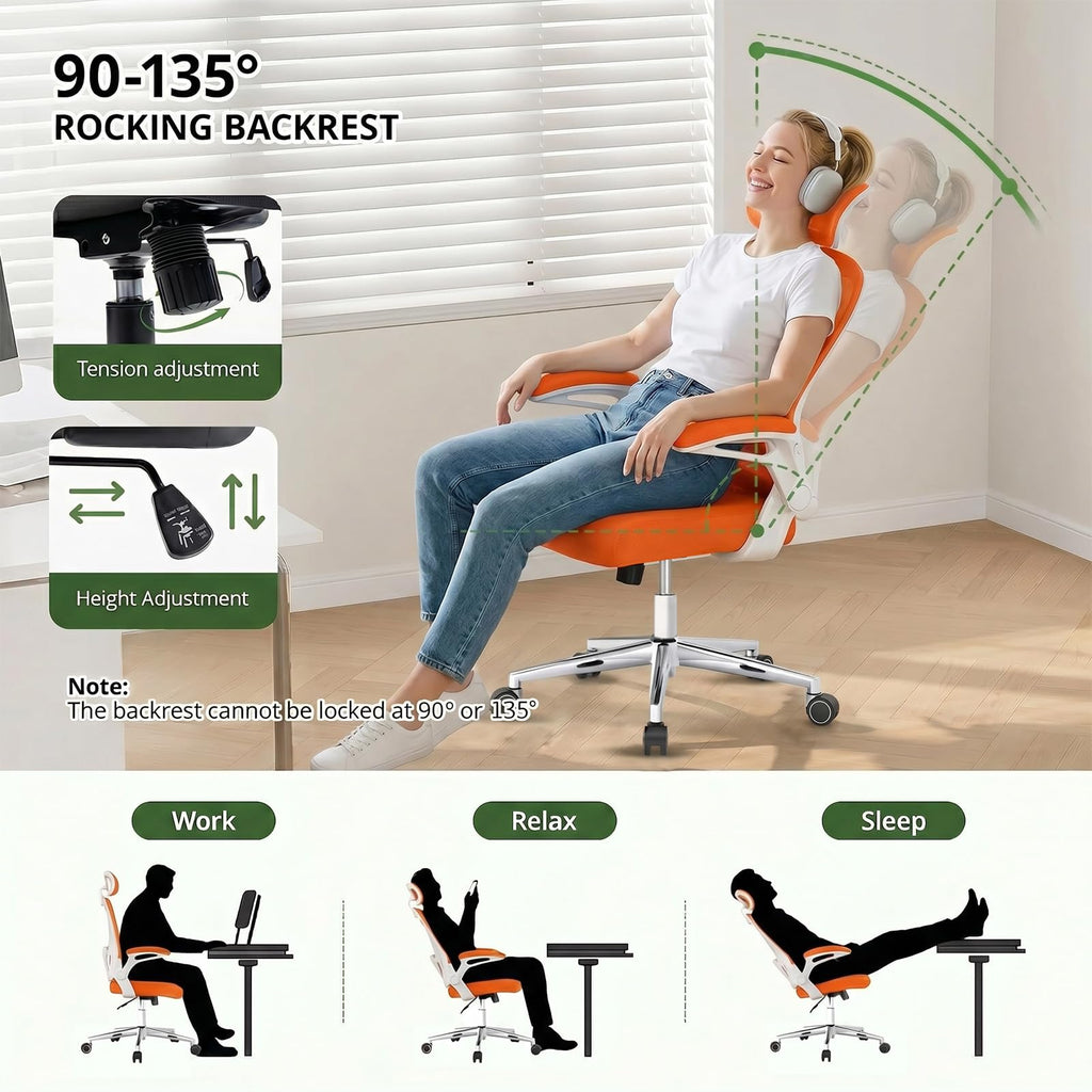 Ergonomic Breathable Mesh Office Chair with Flip-Up Arms C623