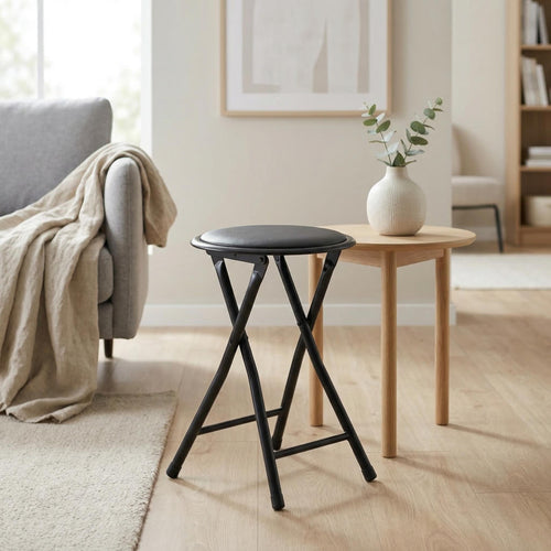 18" Black Folding Metal Stool Q27002