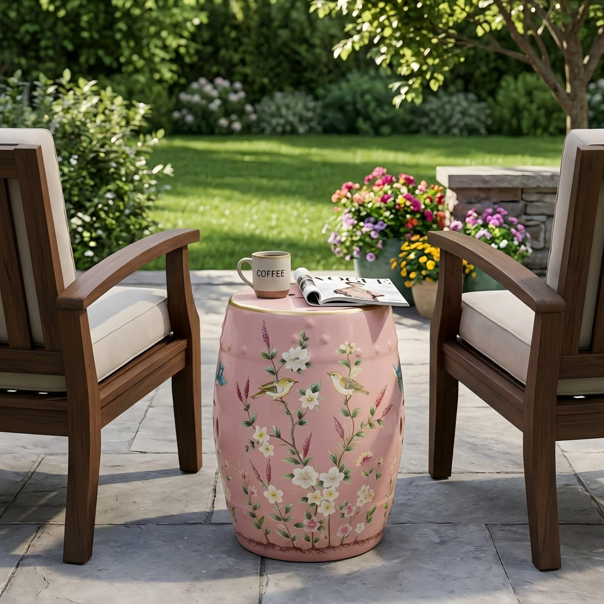 Hand-Painted Ceramic Garden Stool J78043
