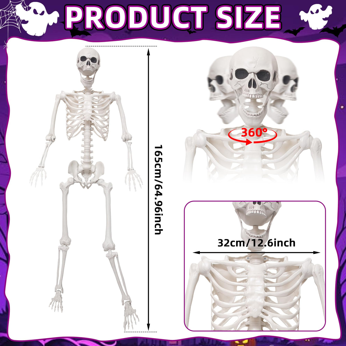 5.4Ft Life Size Skeleton with Movable Joints E469937