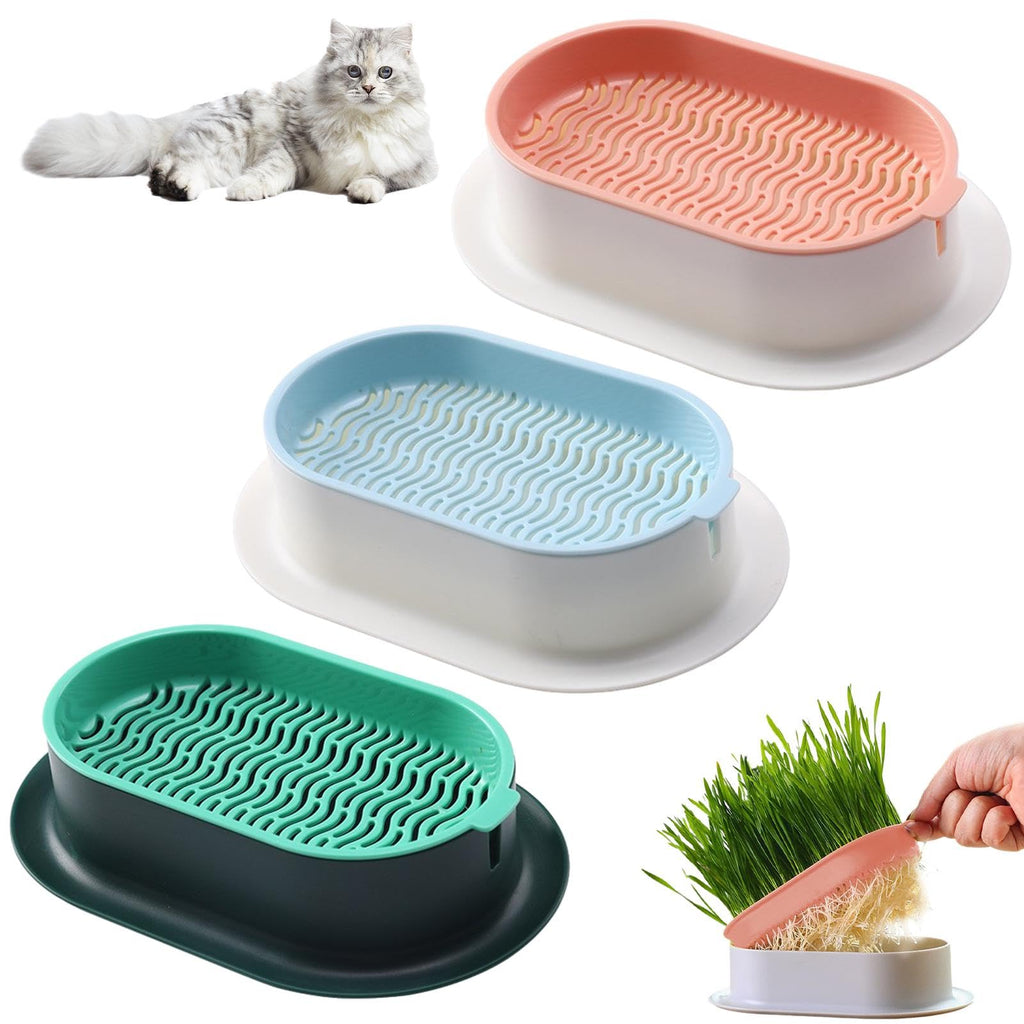 Cat Grass Planter Box, 3 Pcs Plastic Growing Trays T510367