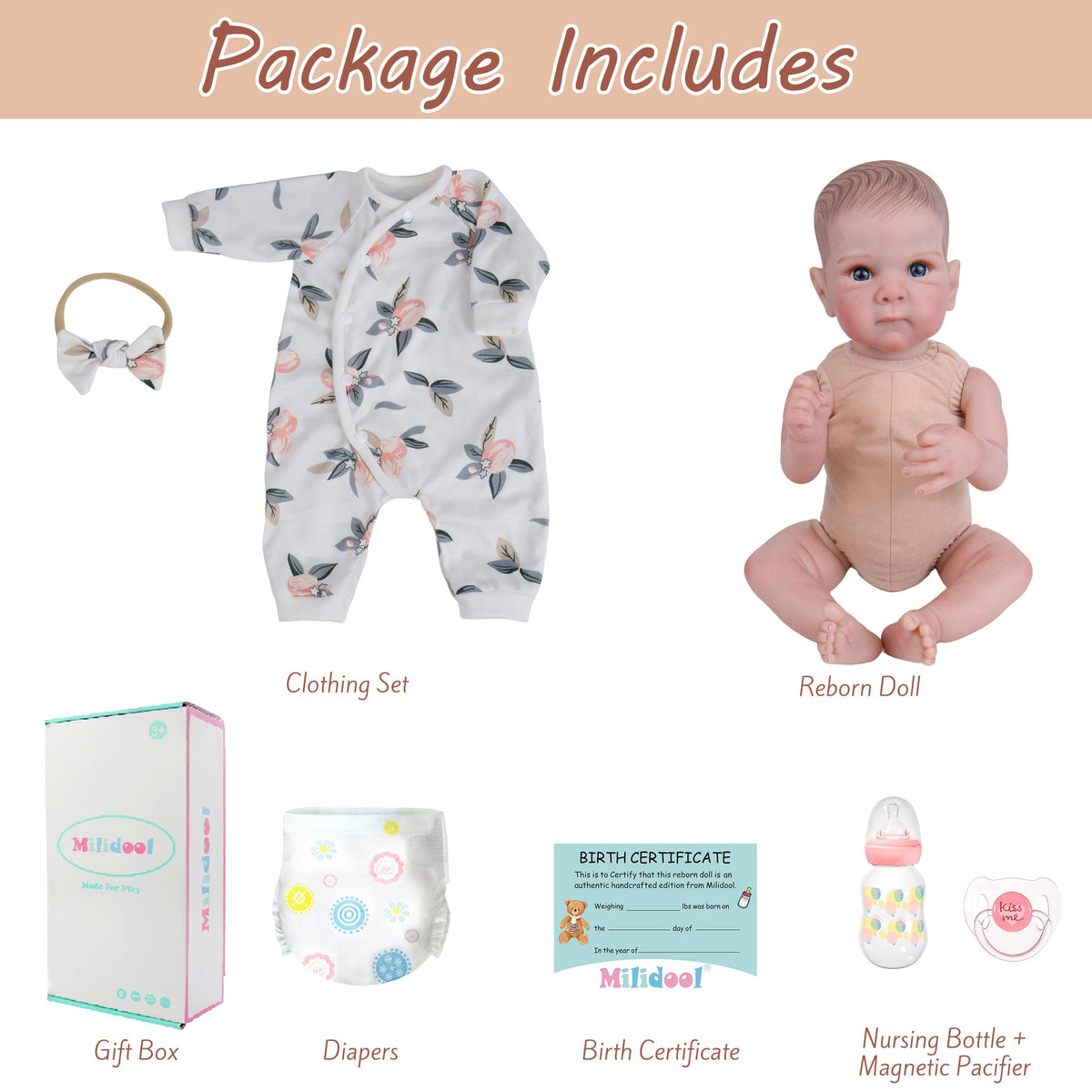 20 Inch Lifelike Reborn Baby Dolls Girl with Poseable Body F85183