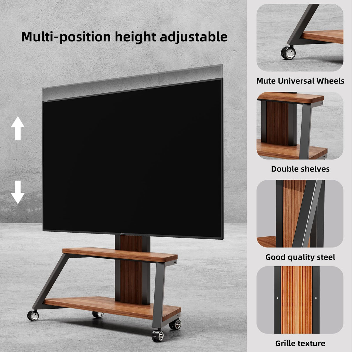 Heavy Duty Mobile TV Stand with Wheels V7962