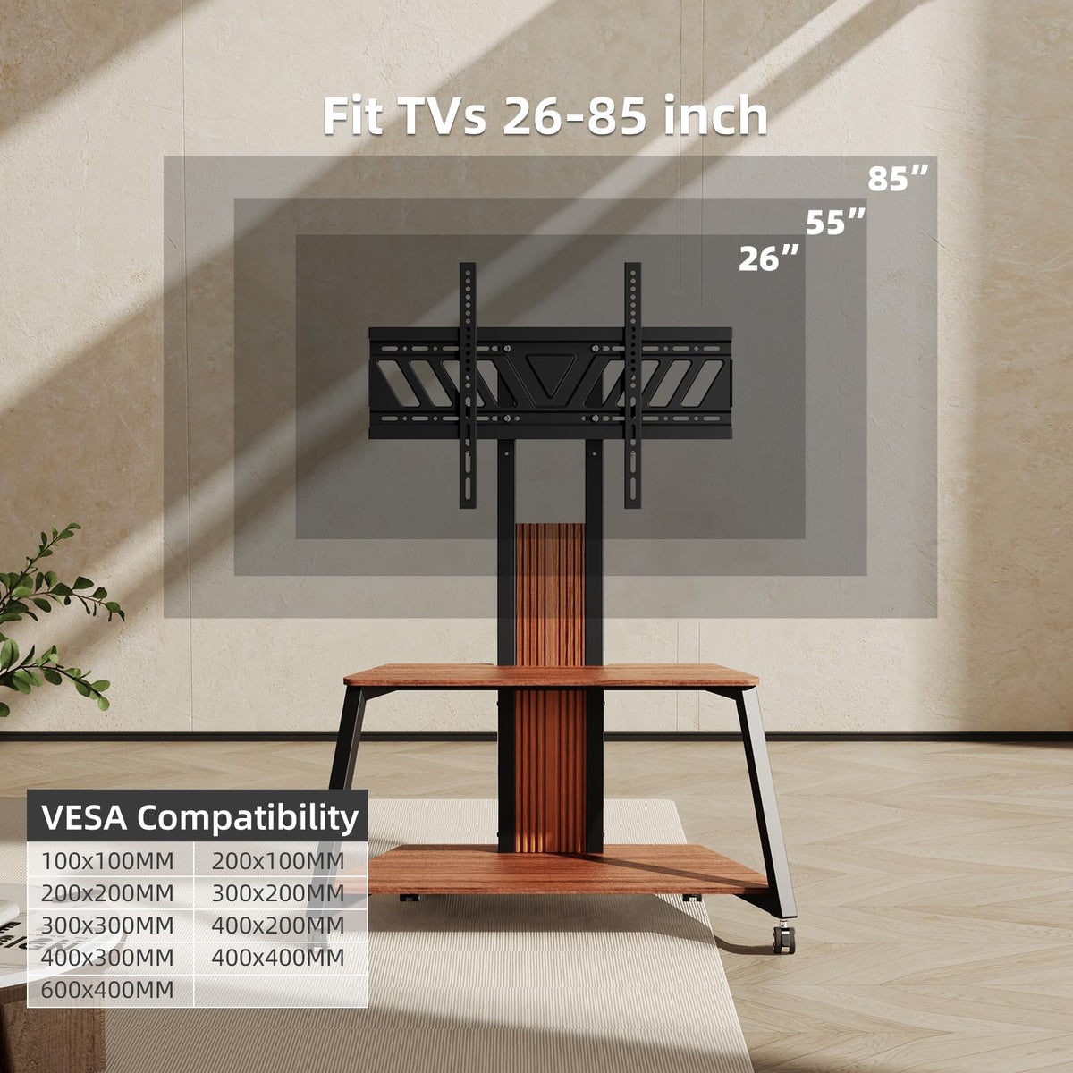 Heavy Duty Mobile TV Stand with Wheels V7962