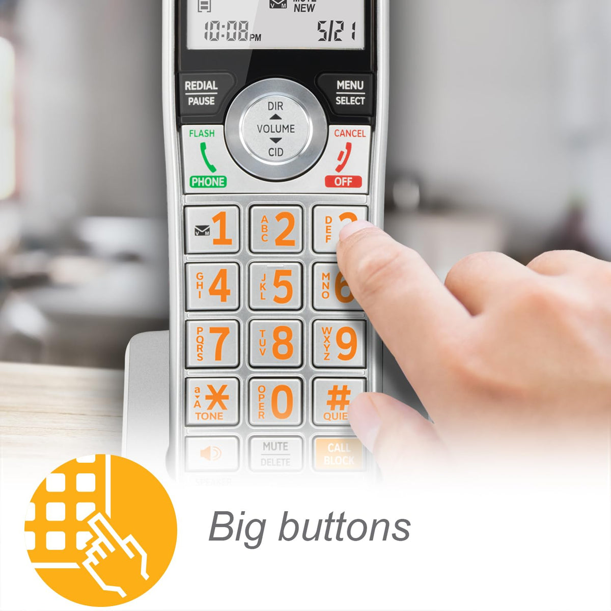 Expandable Cordless Phone with Answering System, Silver/Black, 3 Handsets I5487