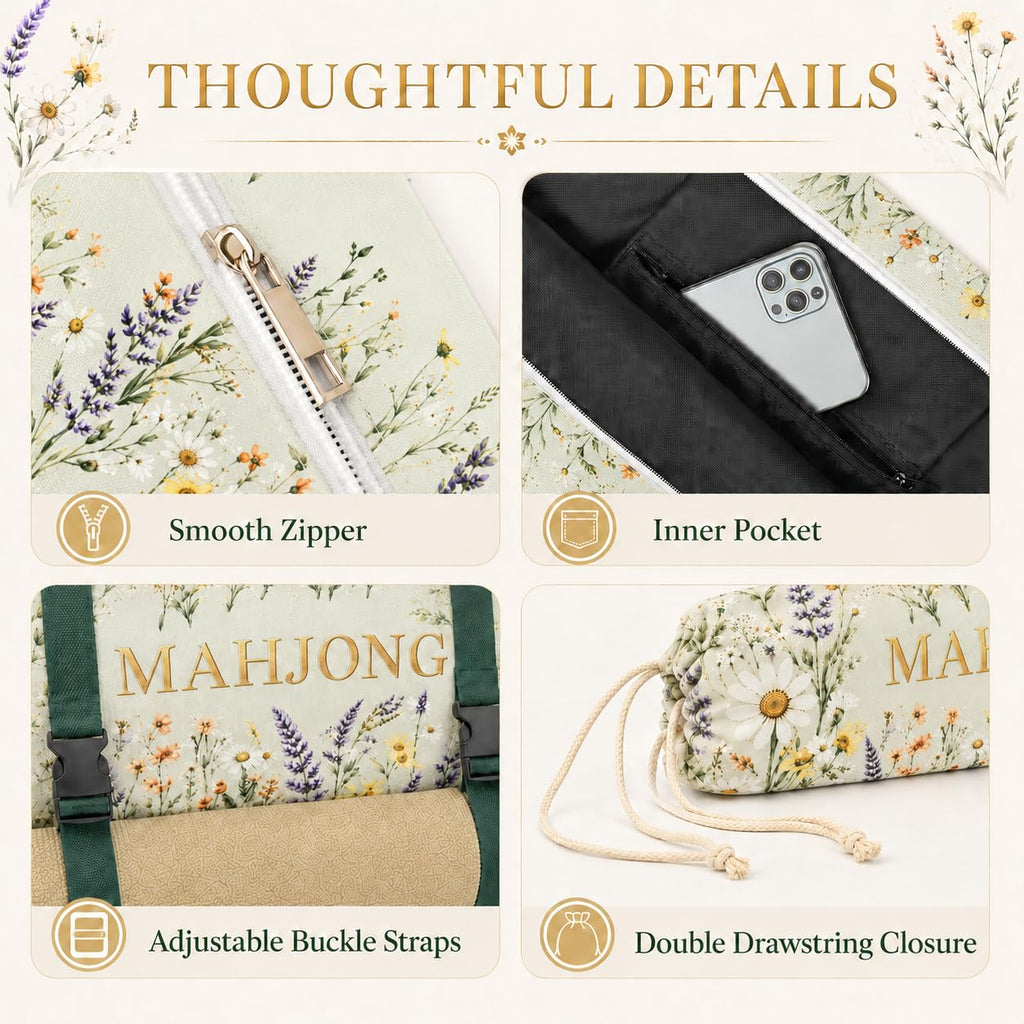 3-Piece Mahjong Bag Set with Mat Holder Straps G53270