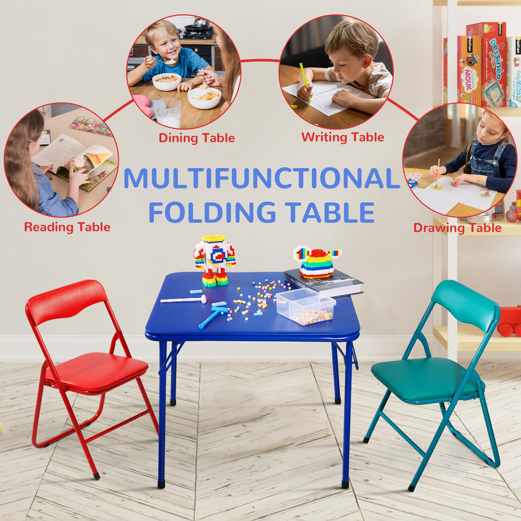 Kids Folding Square Table with Vinyl Padded Top, Blue R643248