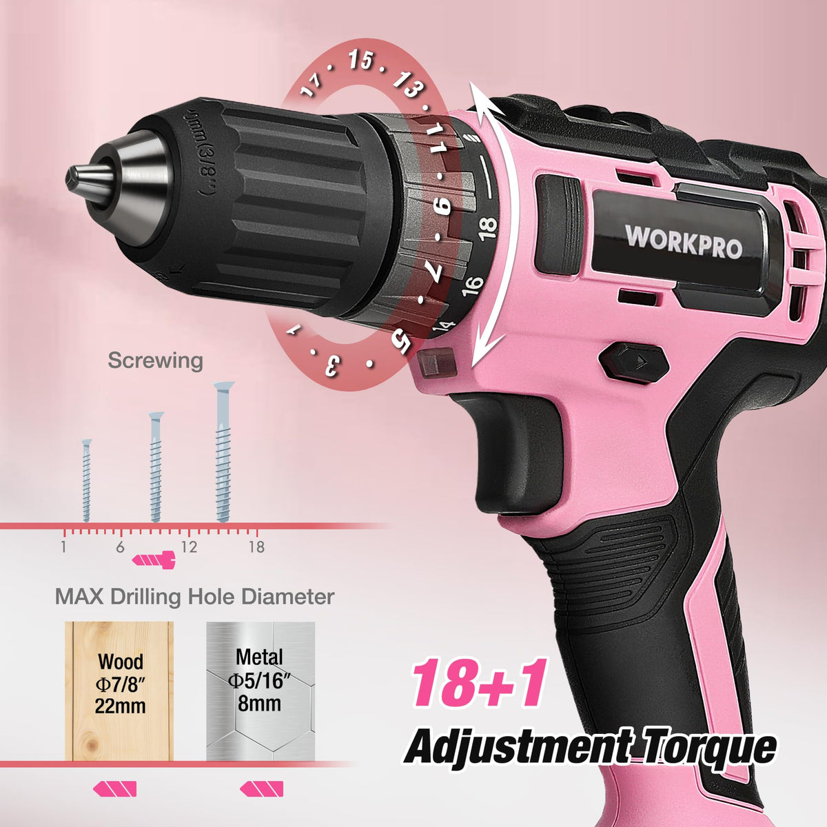 Pink Cordless Drill and 141-Piece Home Tool Kit Z7150